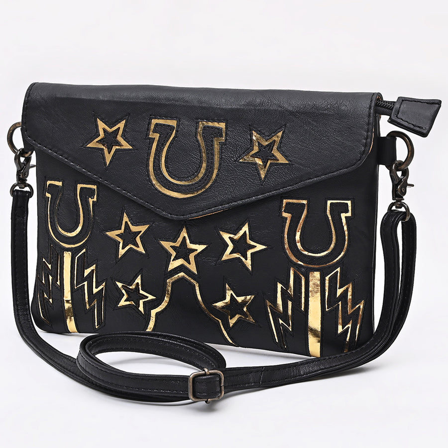 American Darling Western Leather Envelop Bag - Handcrafted Vegetable-Tanned Crossbody - Uhorse
