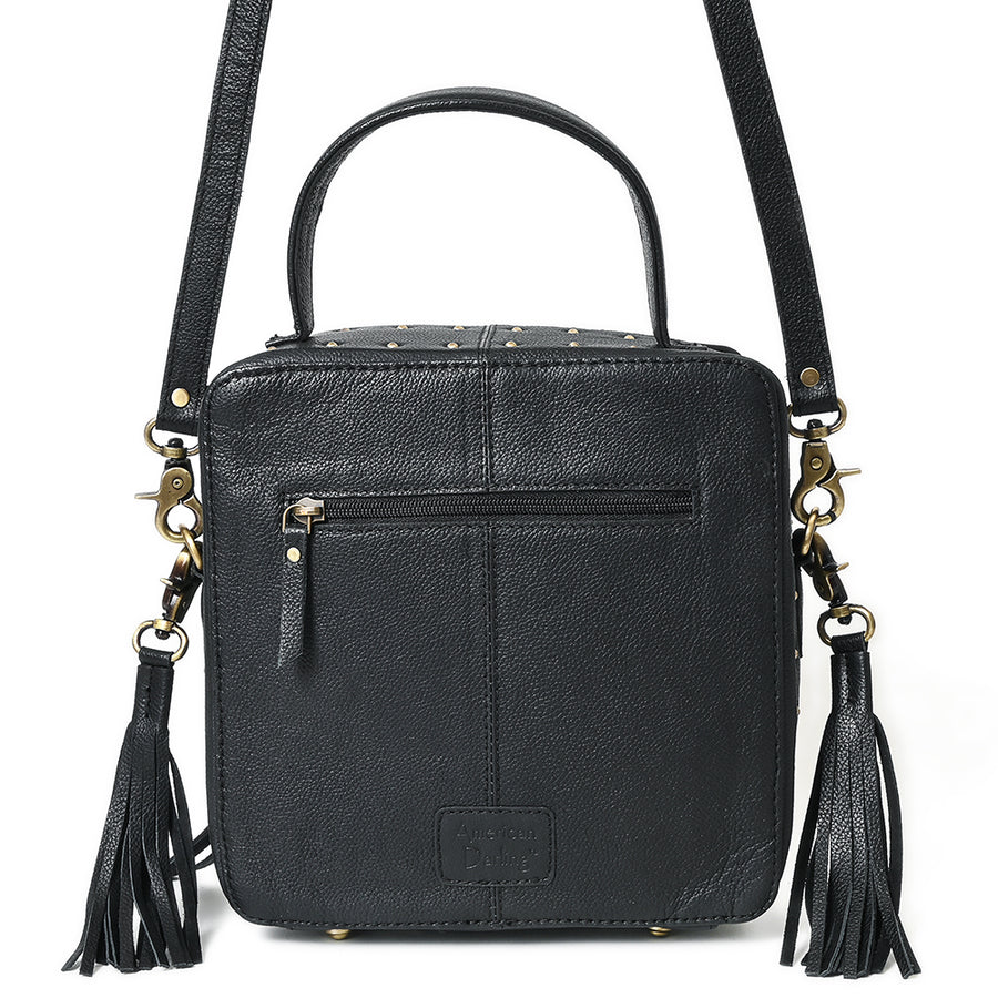 American Darling Large Cross body Bag Hand Tooled Floral Leather Western Purse with Fringes and Buck Stitched Trim