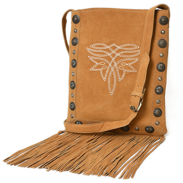 American Darling Handcrafted Suede Chaps Bag with Fringes and Conchos - Uhorse