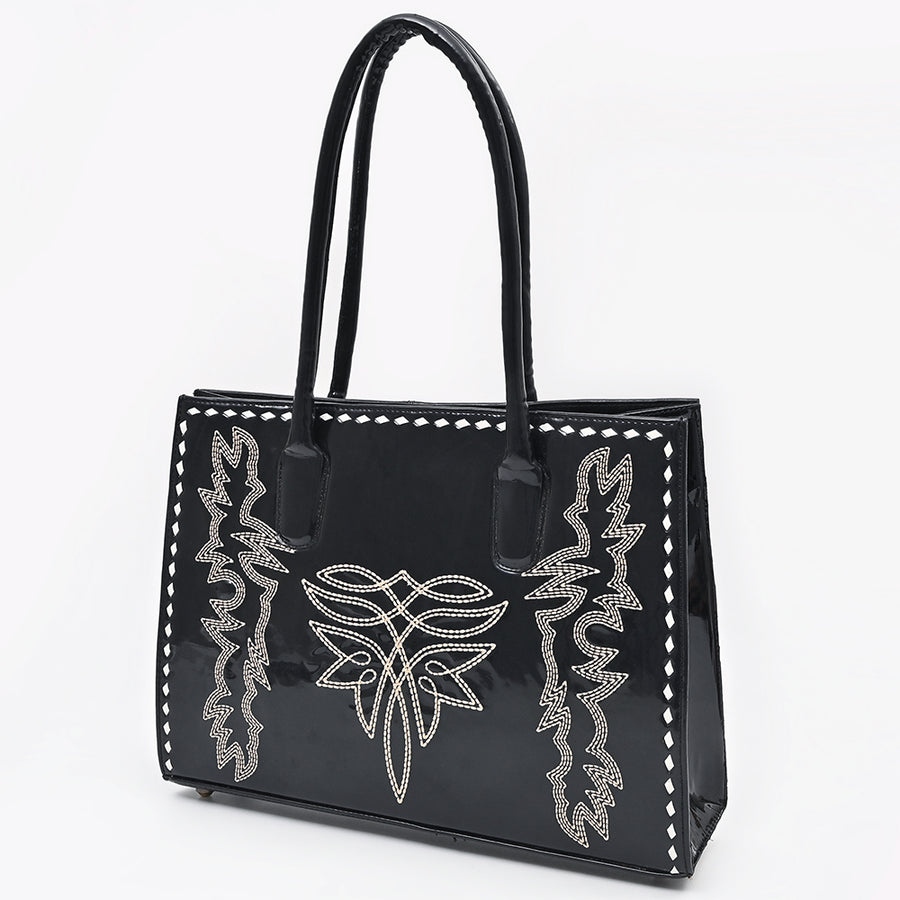 American Darling Embroidered Buck-stitched Western Leather Tote Bag - Uhorse