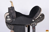 Hilason Western Horse Barrel Flex Tree Trail American Leather Saddle Antique Black Gorgeous Floral Hand Tooled & Carved