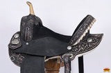 Hilason Western Horse Barrel Flex Tree Trail American Leather Saddle Antique Black Gorgeous Floral Hand Tooled & Carved