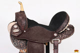 Hilason Western Horse Barrel Flex Tree Trail American Leather Saddle Antique Dark Brown Gorgeous Floral Hand Tooled & Carved