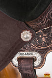 Hilason Western Horse Barrel Flex Tree Trail American Leather Saddle Antique Dark Brown Gorgeous Floral Hand Tooled & Carved