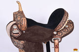 Hilason Western Horse Barrel Flex Tree Trail American Leather Saddle Antique Brown Gorgeous Floral Hand Tooled & Carved