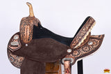 Hilason Western Horse Barrel Flex Tree Trail American Leather Saddle Antique Brown Gorgeous Floral Hand Tooled & Carved