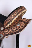 Hilason Western Horse Barrel Flex Tree Trail American Leather Saddle Antique Brown Gorgeous Floral Hand Tooled & Carved