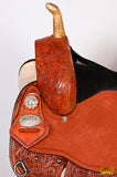 Hilason Western Horse Barrel Flex Tree Trail Saddle American Leather Saddle Tan  Gorgeous Floral Hand Tooled & Carved