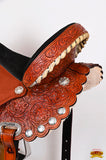 Hilason Western Horse Barrel Flex Tree Trail Saddle American Leather Saddle Tan  Gorgeous Floral Hand Tooled & Carved