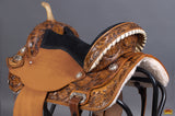 Hilason Western Horse Barrel Flex Tree Trail American Leather Saddle Brown Gorgeous Floral Hand Tooled & Carved