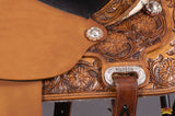 Hilason Western Horse Barrel Flex Tree Trail American Leather Saddle Brown Gorgeous Floral Hand Tooled & Carved