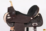 Hilason Western Horse Barrel Flex Tree Trail American Leather Saddle Dark Brown Gorgeous Floral Hand Tooled & Carved