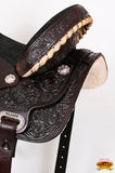 Hilason Western Horse Barrel Flex Tree Trail American Leather Saddle Dark Brown Gorgeous Floral Hand Tooled & Carved