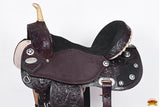 Hilason Flex Tree Western Horse Saddle American Leather Trail Barrel Dark Brown With  Floral Hand Carved