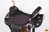 Hilason Flex Tree Western Horse Saddle American Leather Trail Barrel Dark Brown With  Floral Hand Carved