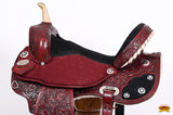 Hilason Western Horse Barrel Flex Tree Trail American Leather Saddle Mahogany Gorgeous Floral Hand Tooled & Carved