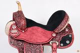 Hilason Flex Tree Western Horse Saddle American Leather Trail Barrel Antique Mahogany With  Floral Hand Carved