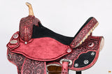 Hilason Flex Tree Western Horse Saddle American Leather Trail Barrel Antique Mahogany With  Floral Hand Carved