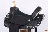 Hilason Western Horse Barrel Flex Tree Trail American Leather Saddle Black Gorgeous Floral Hand Tooled & Carved