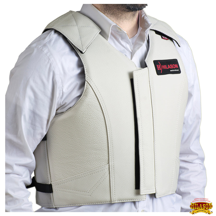 HILASON Western Horse Bull Riding Safety Leather Protective Vest & Rodeo Chaps Combo