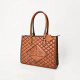 American Darling Tote Bag Western Quilted Genuine Leather Purse with Boot Stitched Design and Premium YKK Zipper for Women