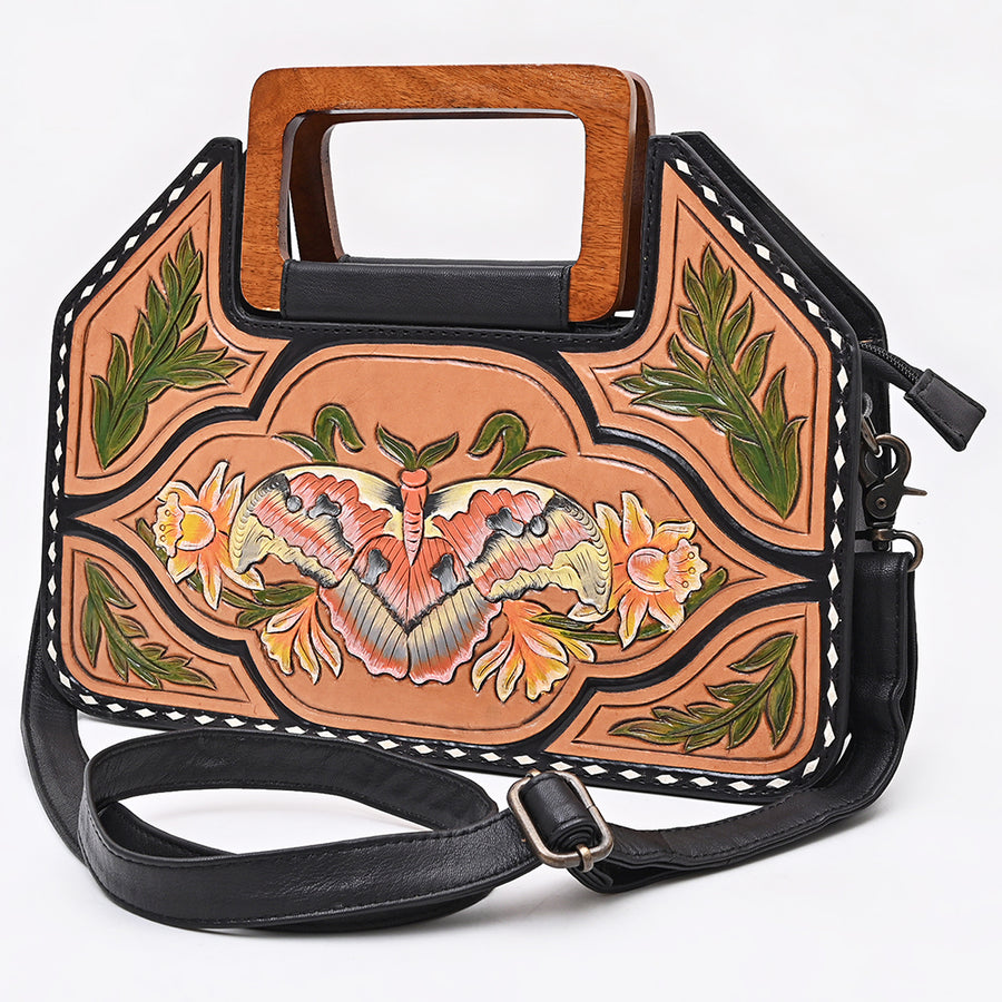 American Darling Hand-Tooled Floral Cross body Bag - Handcrafted Western Leather Purse - Uhorse