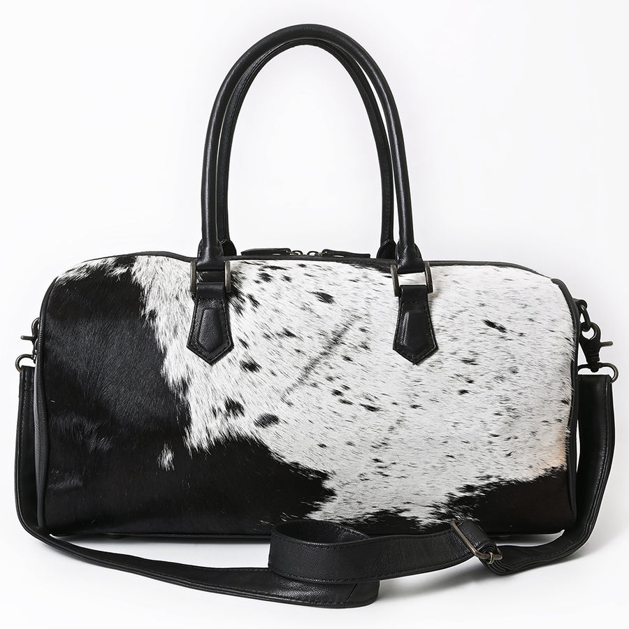 American Darling Handcrafted Duffel Bag, Genuine Hair-On Cowhide & Vegetable Tanned Leather Western Travel Bag