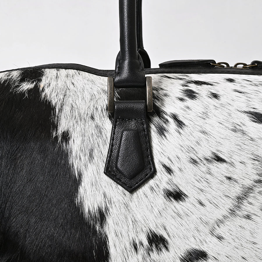 American Darling Handcrafted Duffel Bag, Genuine Hair-On Cowhide & Vegetable Tanned Leather Western Travel Bag