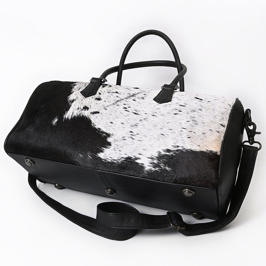 American Darling Handcrafted Duffel Bag, Genuine Hair-On Cowhide & Vegetable Tanned Leather Western Travel Bag