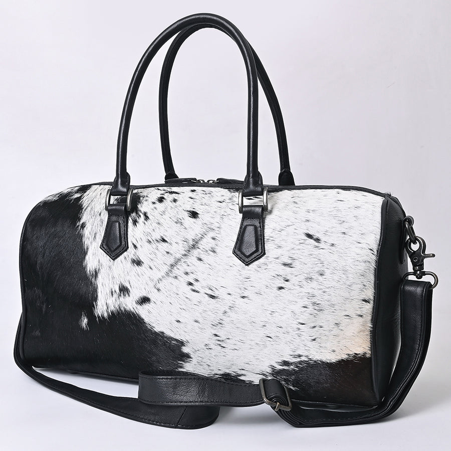 American Darling Western Hair-On Cowhide Duffel Bag - Handcrafted Leather Travel Bag - Uhorse