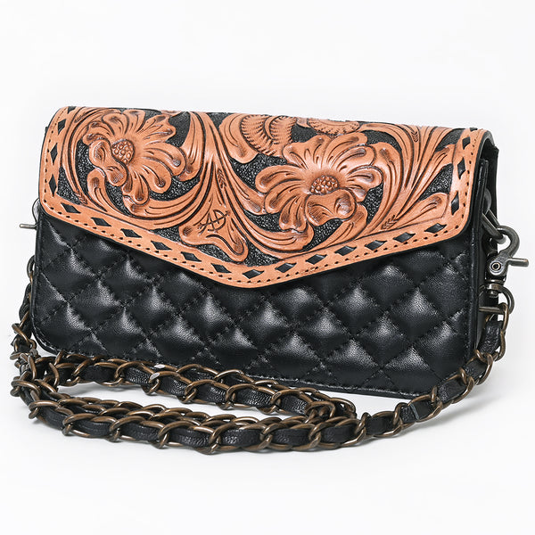 American Darling Hand-Tooled Floral Small Cross body Bag - Quilted Western Leather Purse - Uhorse