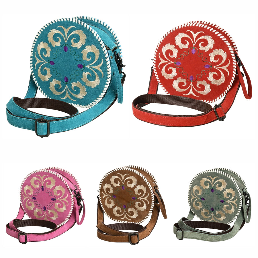 American Darling Canteen Genuine Suede Leather Women Bag Western Handbag Purse