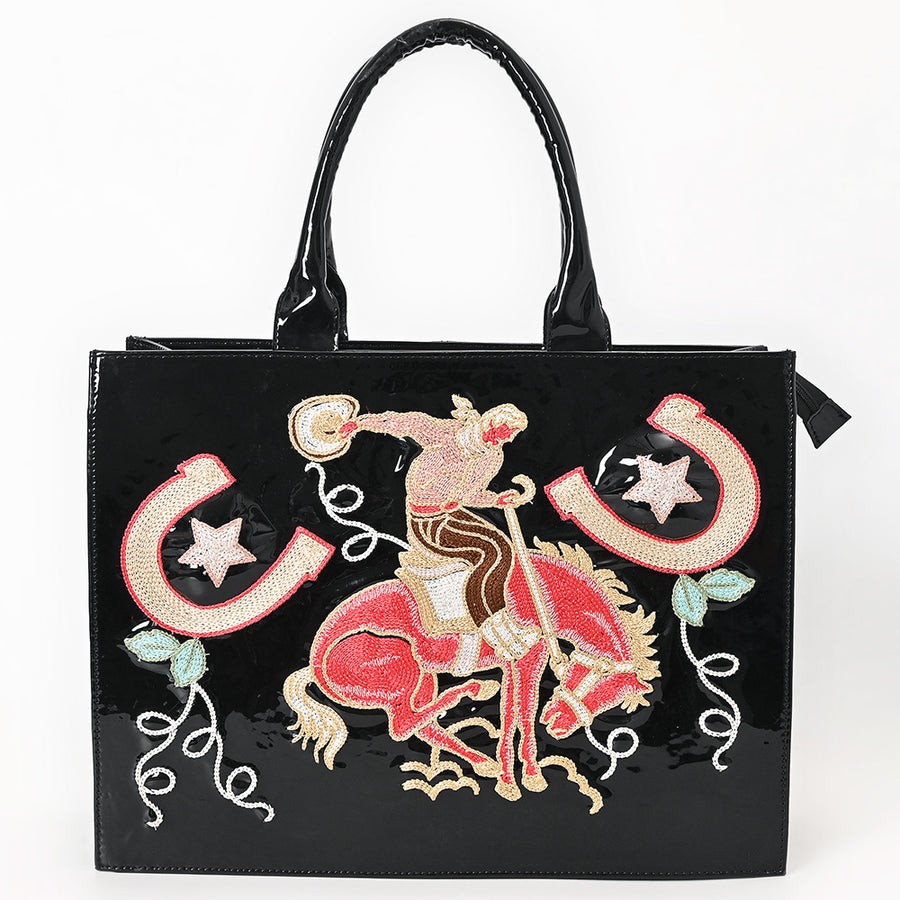 American Darling Handcrafted Embroidered Genuine Leather Tote Bag - Eco-Friendly Vegetable Tanned Full Grain Western Purse