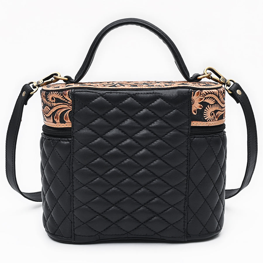American Darling Quilted Leather Cross body Bag - Hand Tooled Floral Eco-Friendly Vegetable Tanned Full Grain Genuine Leather