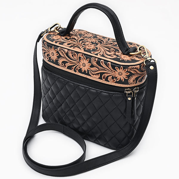 American Darling Hand Tooled Floral Quilted Leather Cross body Bag - Uhorse