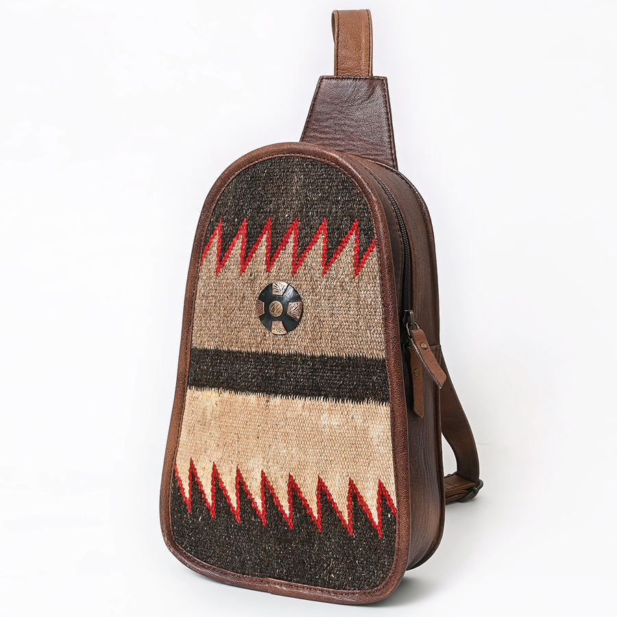 American Darling Western Sling Bag - Handcrafted Woven Saddle Blanket Leather Crossbody - Uhorse