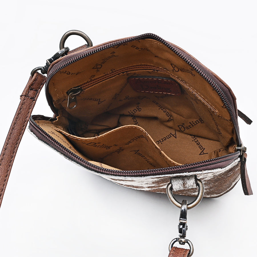 American Darling Cross Body Bag, Hair-On Cowhide & Vegetable Tanned Genuine Leather Western Purse, YKK Zipper
