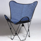 Hilason Genuine Fabric Denim Butterfly Chair Folding Lounge Modern Sling Accent Seat Blue