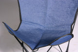 Hilason Genuine Fabric Denim Butterfly Chair Folding Lounge Modern Sling Accent Seat Blue