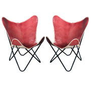 HILASON Genuine Leather Butterfly Chair Folding Lounge Modern Sling Accent Seat