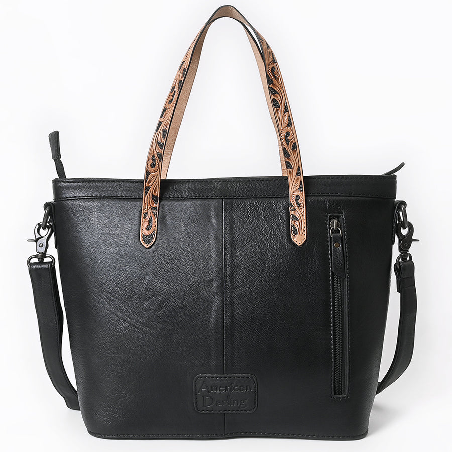 American Darling Tote Bag, Hand-Tooled Floral Carved & Quilted Genuine Leather Western Purse, YKK Zipper