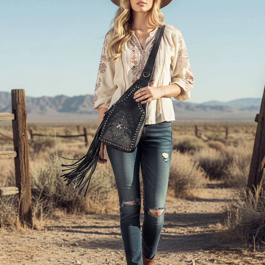 American Darling Sling Genuine Leather Women Bag Western Handbag Purse