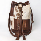 American Darling Bucket Hand tooled Hair-On Genuine Leather Weaved Women Bag Western Handbag Purse