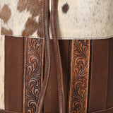 American Darling Bucket Hand tooled Hair-On Genuine Leather Weaved Women Bag Western Handbag Purse