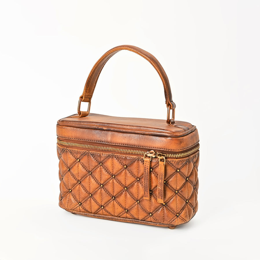 American Darling Quilted Genuine Leather Jewelery Case with Stitched Detail - Uhorse