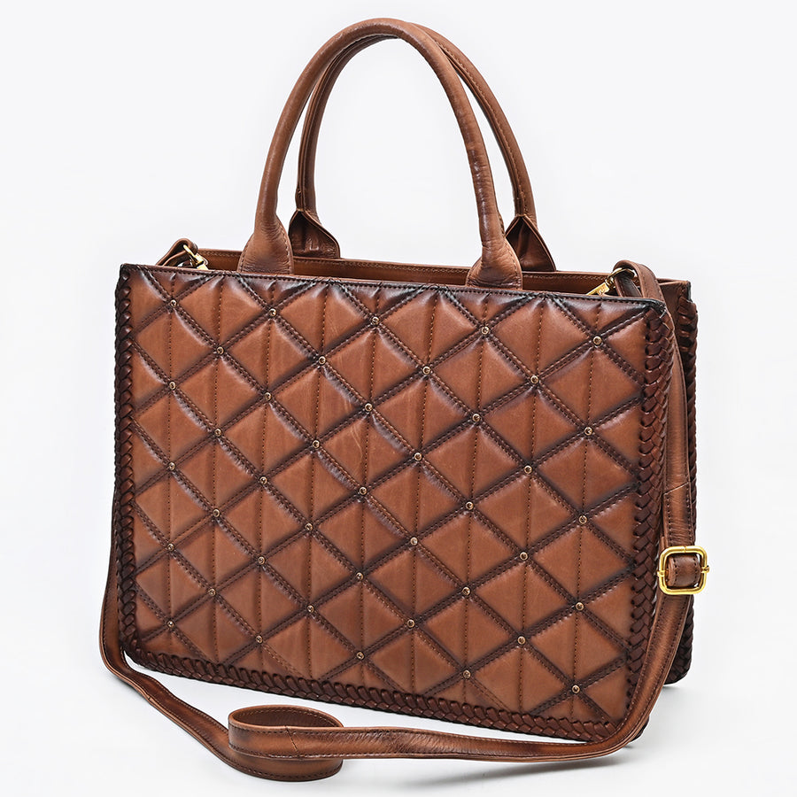 American Darling Tote Beautifully Quilted Genuine Leather women handbag - Uhorse