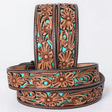 American Darling Floral Hand Carved Men & Women Genuine American Leather Belt Brown Gorgeous Hand Painted & Tooled