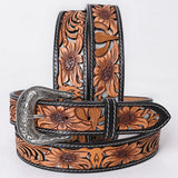 X-Large American Darling Floral Hand Carved Men and Women Genuine American Leather Belt Brown / Gray Gorgeous Hand - Uhorse