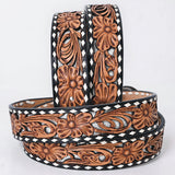 American Darling Floral Hand Carved Men & Women Genuine American Leather Belt Brown Gorgeous Hand Painted & Tooled