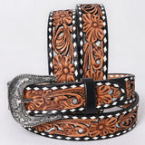 Large American Darling Floral Hand Carved Men and Women Genuine American Leather Belt Brown Gorgeous Hand Tooled - Uhorse